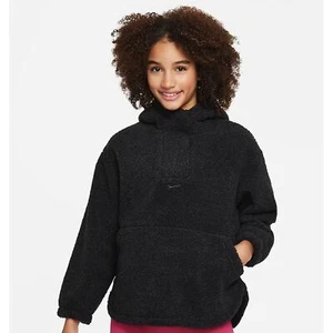 Nike Black high pile Fleece Big Kid Therma-FIT pull over jacket size medium New - Picture 1 of 7