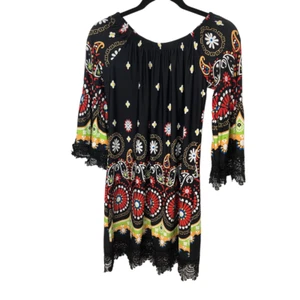 White Mark Black Multi-Color Lace Trim Flare Sleeve Sheath Dress Medium NWT - Picture 1 of 6