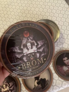 Brom Darkwerks 4-Piece Coaster Set In Tin Case - Halloween Dark Gothic Women - Picture 1 of 9