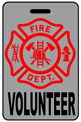 THE TRAVELING FLAMINGO Personalized Lo-Viz Gray VOLUNTEER Firefighter Cross Luggage/Gear Bag Tag