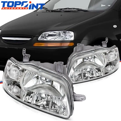 Conjunto de faros para Chevy Aveo 2004-07 2006-08 Aveo5 hatchback carcasa cromada Foto 1 de 4
