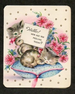 Anfang 50er Jahre DA Line Get Well Karte 2 Kätzchen - Bild 1 von 2