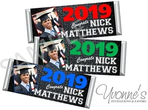 Graduation Photo Candy Bar Wrappers/ Party Favors - High School/College - Set 12 - Picture 1 of 4