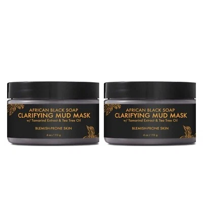 2x Shea Moisture African Black Soap Clarifying Mud Mask With Tea Tree Oil 4oz - Image 1 of 3