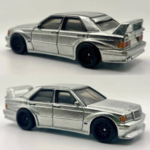 Hot Wheels Mercedes-Benz 190 Evolution Silver Custom Wheel Swap and Rubber Tires - Picture 1 of 4