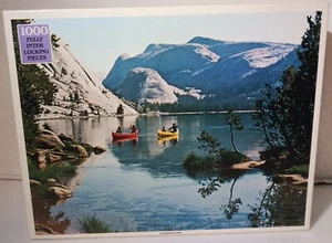 Vintage Wilderness Voyage Rainbow Works 1000 Piece Puzzle Mountain Lake Canoe - Picture 1 of 8