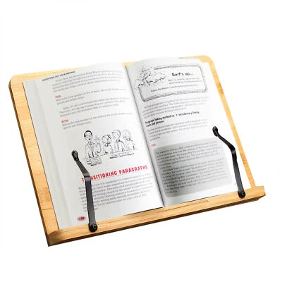 FIXTUREDISPLAYS Book Stand Large Cookbook Holder Reading Easel Adjustable Height, Foldable