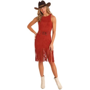 Panhandle Microsuede Rust Fringe Dress BWD0R05279-90 - Picture 1 of 15