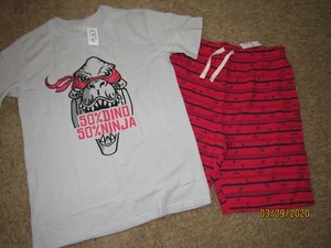 Boys size 16 XXL SET Dinosaur Ninja Tee Palm Tree Shorts outfit New - Picture 1 of 4