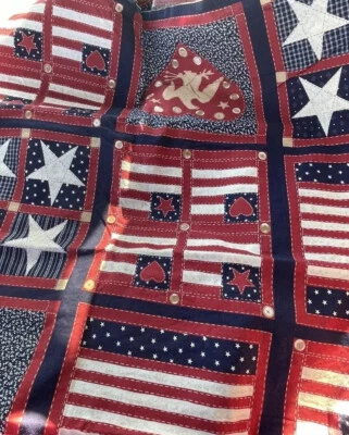American Patriotic Quilt Square Print Fabric 23” X 43” Cotton - Image 1 of 4