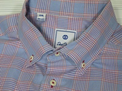 Vestido David Donahue Informal Manga Larga Camisa Azul Cuadros Algodón XXL Abotonado Foto 1 de 3