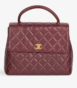 Chanel Burdeos Acolchado Cuero Caviar Vintage Clásico Kelly - Imagen 1 de 13
