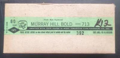 Vintage Letterpress Boxed Type ATF #713 NOS 60pt Murray Hill Bold cap 2/2 K12 5# - Image 1 of 3
