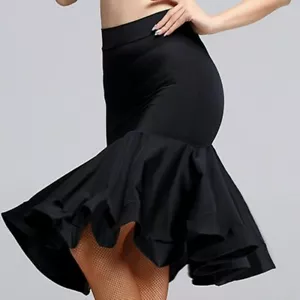 Lady Latin Dance Fishtail Skirt Dress Salsa Tango Ballroom Rumba Dance New Black - Picture 1 of 6