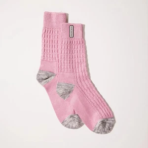 SealSkinz Wroxham Womens Bamboo Mid Length Waffle Socks - Pink / Grey / Cream - Picture 1 of 3