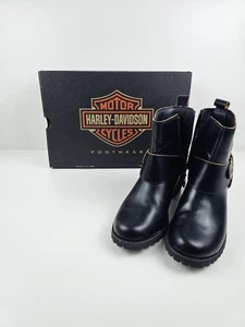 Harley-Davidson Ankle Boots Women 7.5M Black Lalanne Harness Motorcycle Boots - Picture 1 of 7