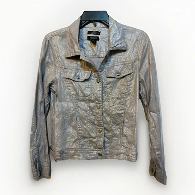Jones New York 100% Linen Button Up Lightweight Jacket Silver Women Sz Small - Image 1 of 4