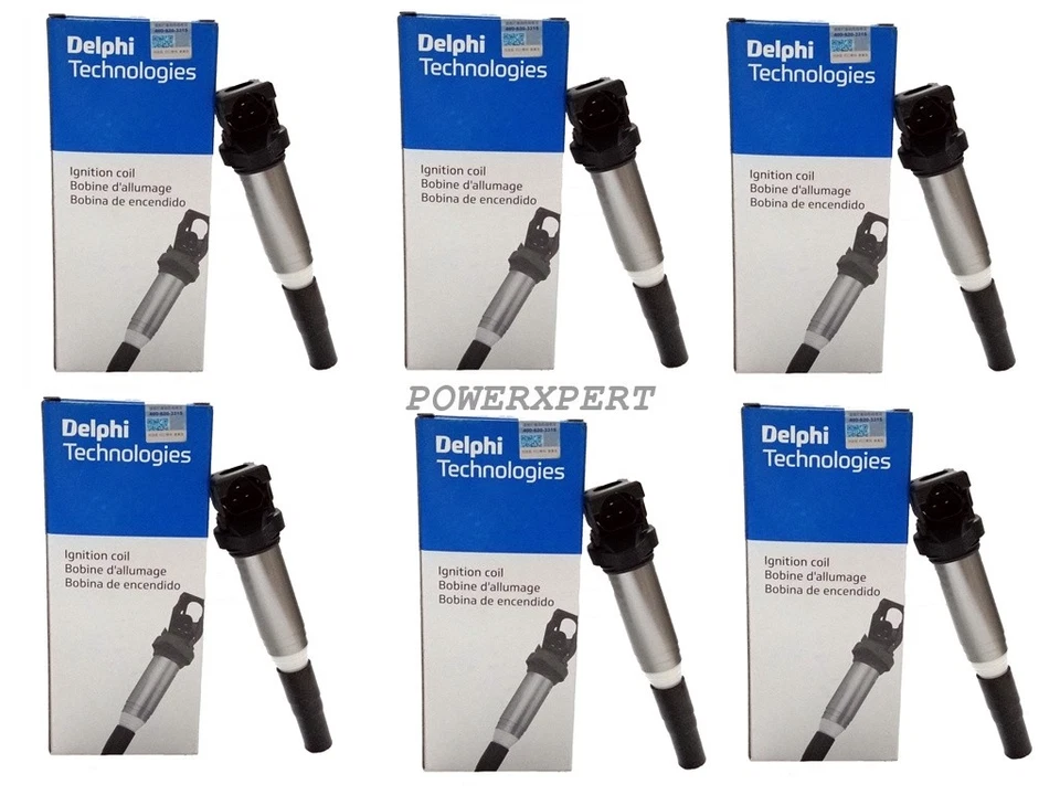 Juego de paquete de montaje de bobina de encendido Delphi OEM de 6 piezas para BMW 135i 328i 2008-2012 3,0 L Foto 1 de 4