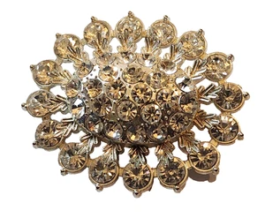 Diamantes de imitación Botón Starburst Grande Ovalado Metal Tono Plata Vástago Transparente Bling - Imagen 1 de 6