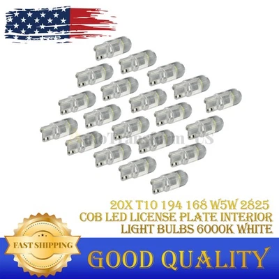 20x W5W 2825 T10 194 168 License Plate Interior Light Bulbs COB LED 6000K White Foto 1 de 4