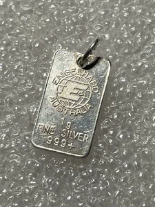 Rarissimo! Ciondolo vintage Engelhard Australia 1 grammo lingotto argento 999+ - vintage 50 - Foto 1 di 7
