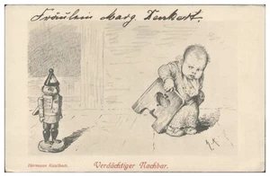 Y1766/ Verdächtiger Nachbar  Kind und Nussknacker  Hermann Kaulbach AK  - Bild 1 von 2