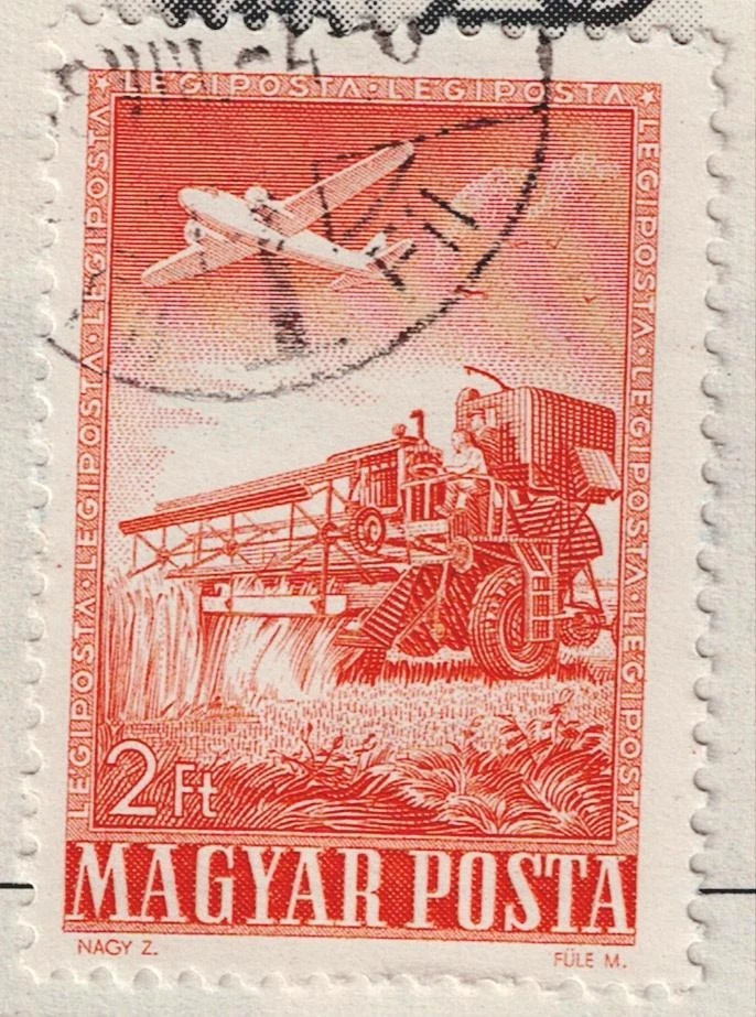 Hungary Agriculture Wheat Farm Combine stamp 1951 Hu - Image 1 of 1