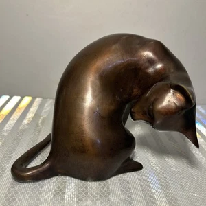 "Escultura de gato de bronce Anthony Freeman McFarlin 5"" MCM modernista forma RARA gatito" - Imagen 1 de 8