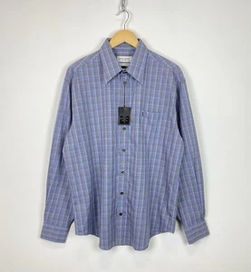 Camisa Yves Saint Laurent a Cuadros Manga Larga Para Hombre Talla Grande Gris Azul Top Nueva con Etiquetas - Imagen 1 de 9