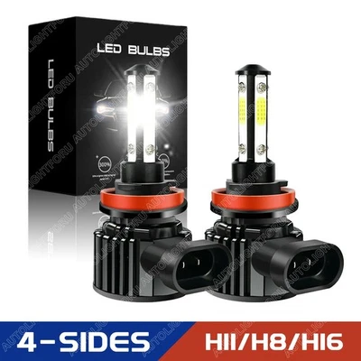 4SIDES LED Fog Light Bulb H8 H16 H11 Fog Light Bulb White 6500K High Power Lamps - Image 1 of 4