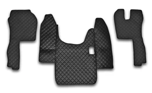 Alfombrillas ECO CUERO NEGRO + FUNDA ESP. AZUL ST PARA SCANIA R MANUAL RHD 2004-2009 - Imagen 1 de 2