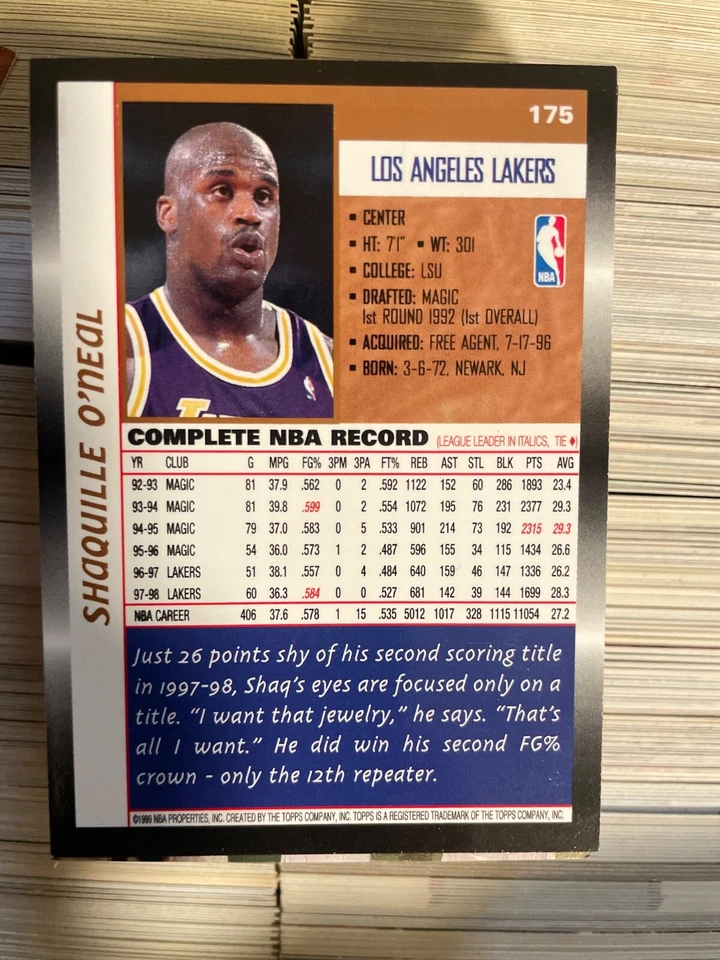 1998-99 Topps Chrome - Refractor #175 Shaquille O'Neal - Image 1 of 2