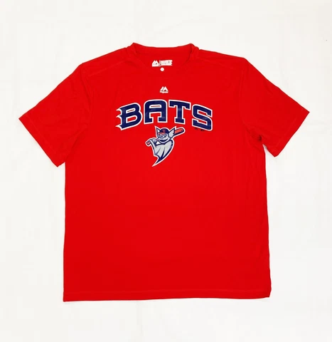 Majestic MiLB Louisville Bats Baseball Evolution Tee Shirt Youth S M L Red GY23 Cover
