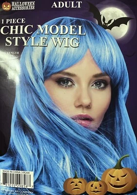 Peluca chic de moda azul de 15" - Disfraz de disfraces para adultos Anime Fiesta Peluca de pelo Foto 1 de 2