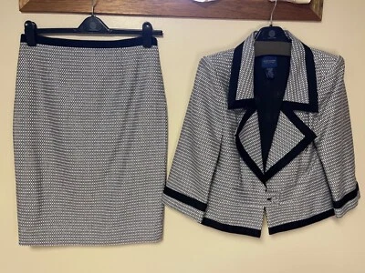 Doncaster novo com etiquetas! Terno 2 peças com cinto tamanho 8 preto e branco com fio de prata QUALIDADE! - Imagem 1 de 4