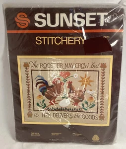 Vintage Sunset The Hen Delivers Rooster Crow Stitchery Craft Kit Jean Day - Picture 1 of 8