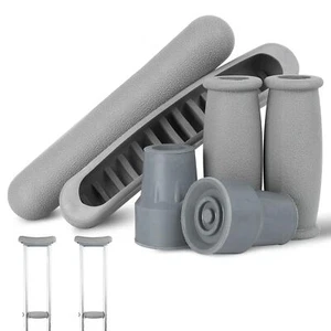 Crutch Pads & Caps Set 6 Pcs Comfort Padding Replacement Feet Universal Fit - Picture 1 of 8