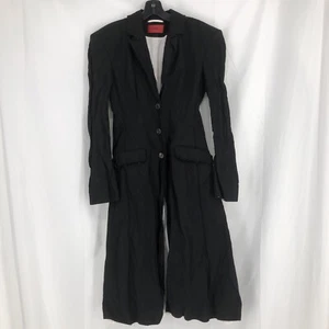 Hugo Boss Womens Long Trench Coat Black Lightweight-3 Button - Picture 1 of 6