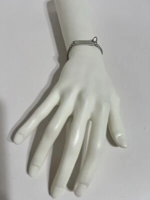 复古 Christian Dior John Galliano 蓝色银色标志穿孔手链 — 第 1/4 张图片