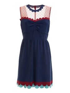 RED VALENTINO MR0VA4N8 Silk Dress Blue / Cinnamon ( 40 ) - Picture 1 of 5