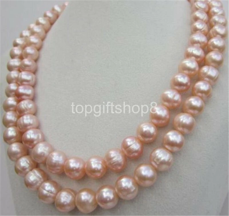 COLLAR NATURAL ENORME MAR DEL SUR 10-11MM PERLAS ROSAS BROCHE ORO 35"14K Foto 1 de 1