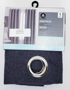 Hometrends Basketweave Grommet Curtain Panel 50" X 84" Dark Gray 1 panel - Picture 1 of 7