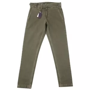 Isaia Napoli 'Casalnuovo' Olive Hybrid Denim Dress Pants 30 (Eu 46) NWT Jeans - Picture 1 of 8