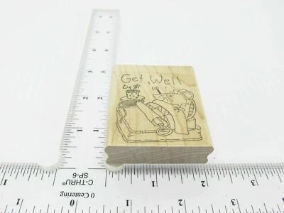 Sello de goma Get Well Mouse In A Bed Can - Juego de sellos D82 Foto 1 de 4
