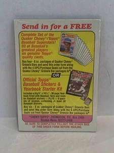 1986 Quaker Oats Chewy Granola Bar Baseball Card SEALED - BRET SABERHAGEN - Picture 1 of 2