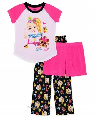 Conjunto de pijama JoJo Siwa talla 10 niñas dibujos animados Top Pantalones cortos 3 piezas verano L Nuevo con etiquetas Foto 1 de 4