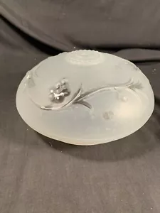 Lámpara de techo vintage pantalla cúpula de vidrio floral en relieve década de 1940 - Imagen 1 de 6