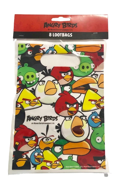 GEMMA INTERNATIONAL Angry Birds loot party bags, 8 pack, Birthday, celebration, brand new