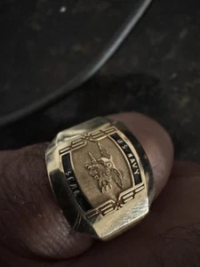 Unique US NAVY SEAL Heavy  10k  Yellow Gold,  Men's  Ring Size 9 - Picture 1 of 5