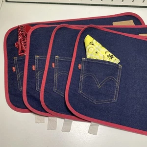 Lote de 4 manteles individuales vintage Levi Strauss 501 denim azul jean años 60 70 - Imagen 1 de 12